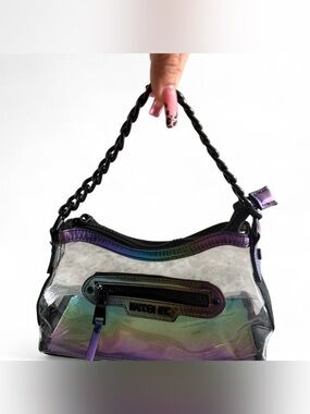 Steve Madden Iridescent Clear Shoulder Bag with Purple & Green Shimmer